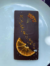 Load image into Gallery viewer, Candied Orange + Elderflower Raw Chocolate Bar