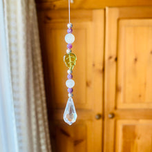 Load image into Gallery viewer, Moonstone, Peridot & Purple Chaorite Swarovski Crystal Drop Rainbow Light Catcher