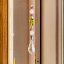 Load image into Gallery viewer, Moonstone, Peridot & Purple Chaorite Swarovski Crystal Drop Rainbow Light Catcher