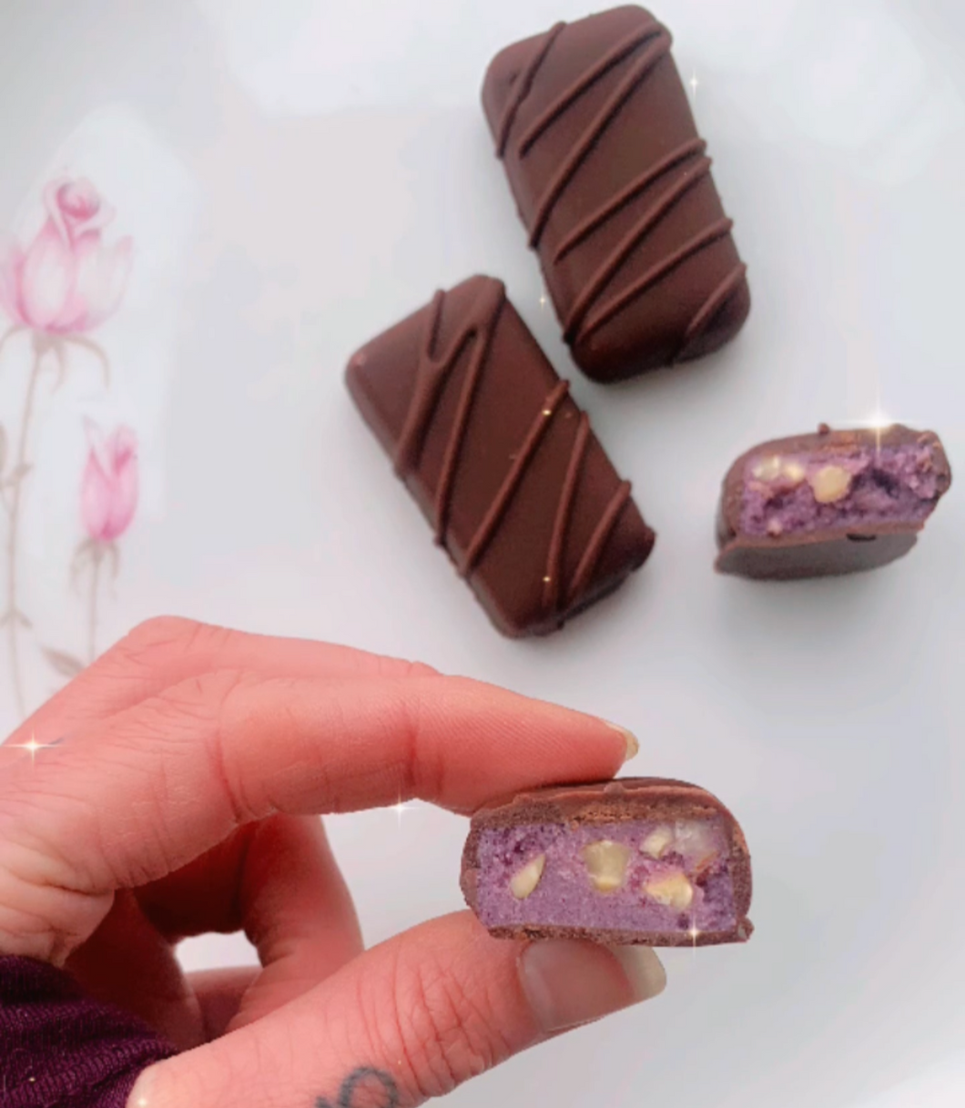 Purple Ube + Tremella Saffron Hazelnut Bars