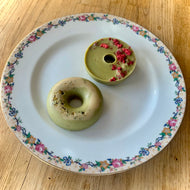 Matcha + Tremella “Beauty Donut,” Chocolates with Hemp, Raspberry, & Chamomile