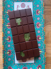 Load image into Gallery viewer, Pressed Shiso + Rose Raw Chocolate Bar
