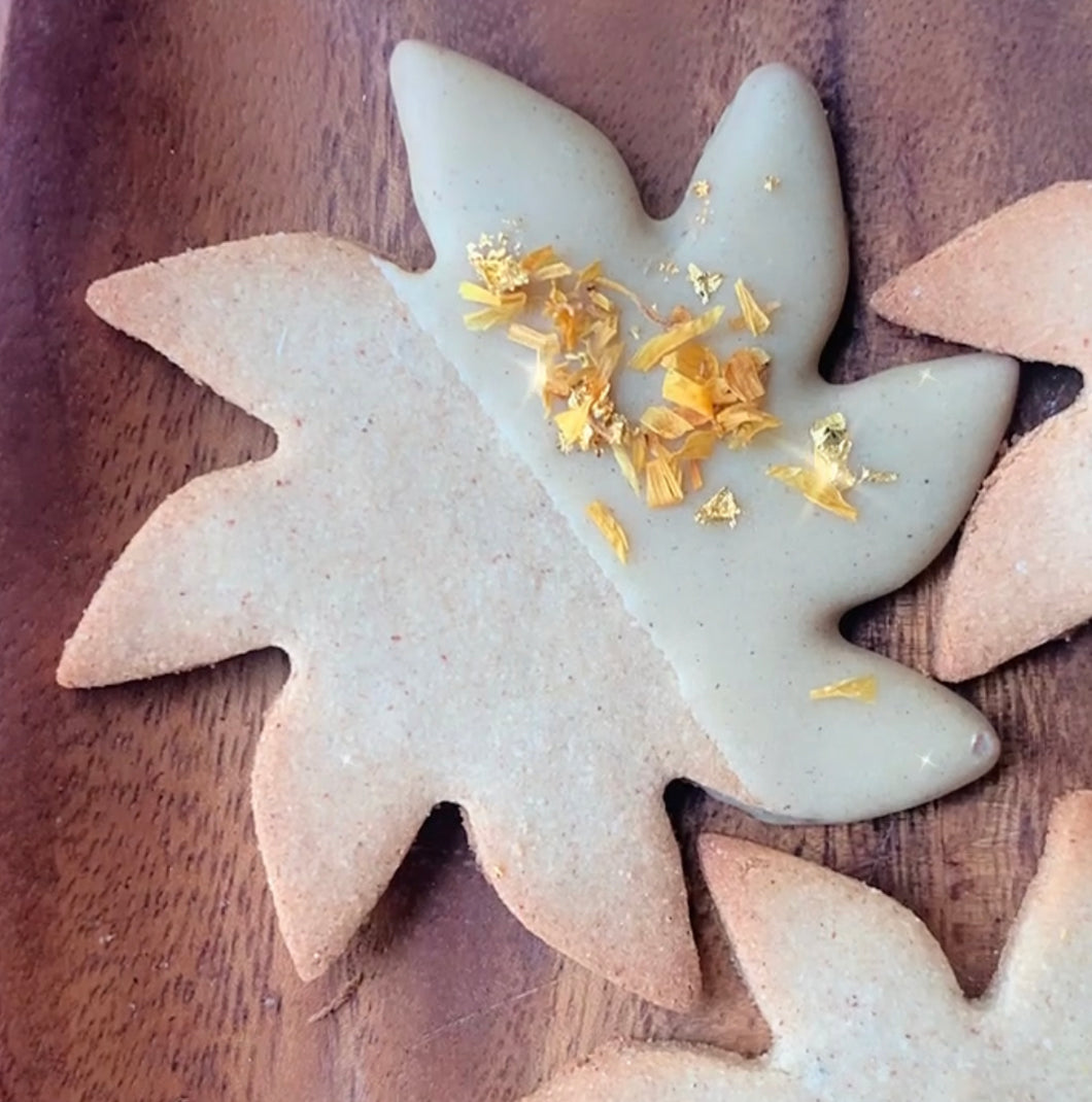 LARGE 24K Gold Calendula Golden Sun Cookies (White-Chocolate-Dipped)