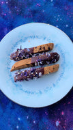 Chocolate-Dipped Lilac Biscotti (Grain-free, Vegan)