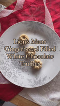 Load and play video in Gallery viewer, Mycogenerative Spiced Lions Mane Filled White Chocolate Truffles
