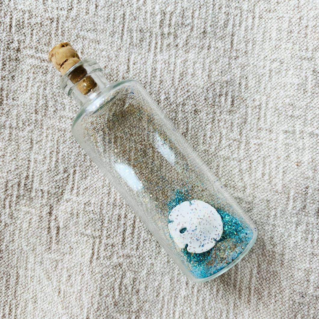 Mini Sand Dollar in a Bottle w/ Custom Glitter