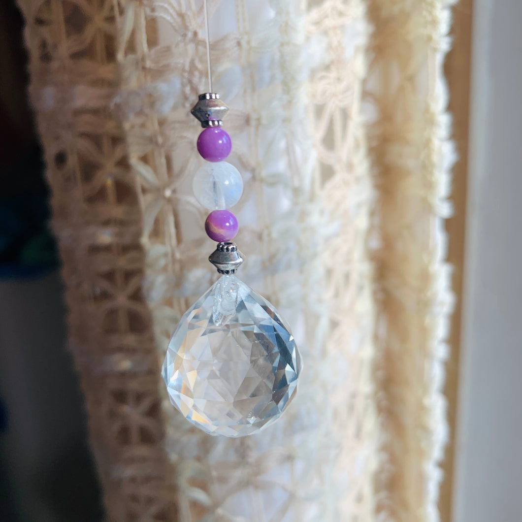 Lavender Jade & Clear Quartz Small Rainbow Light Catcher