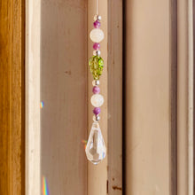Load image into Gallery viewer, Moonstone, Peridot &amp; Purple Chaorite Swarovski Crystal Drop Rainbow Light Catcher
