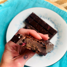 Load image into Gallery viewer, Blueberry Salted Lavender Raw Chocolate Bar
