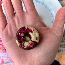 Load image into Gallery viewer, Monochrome + Rose Raw Mini Tempered Chocolate Donuts
