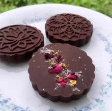 Load image into Gallery viewer, 24K Gold Reishi + Rose Raw Chocolate Medallions
