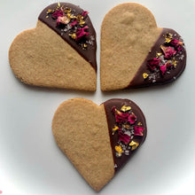 Load image into Gallery viewer, 24K Gold Grain-Free Raw-Chocolate-Dipped Heart Cookies
