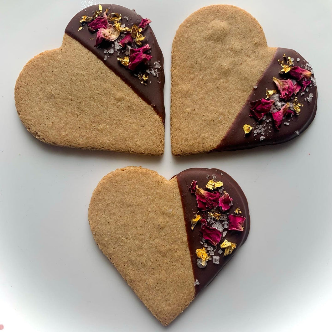 24K Gold Grain-Free Raw-Chocolate-Dipped Heart Cookies