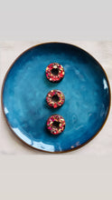 Load image into Gallery viewer, Strawberry Rose Raw Mini Tempered Chocolate Donuts
